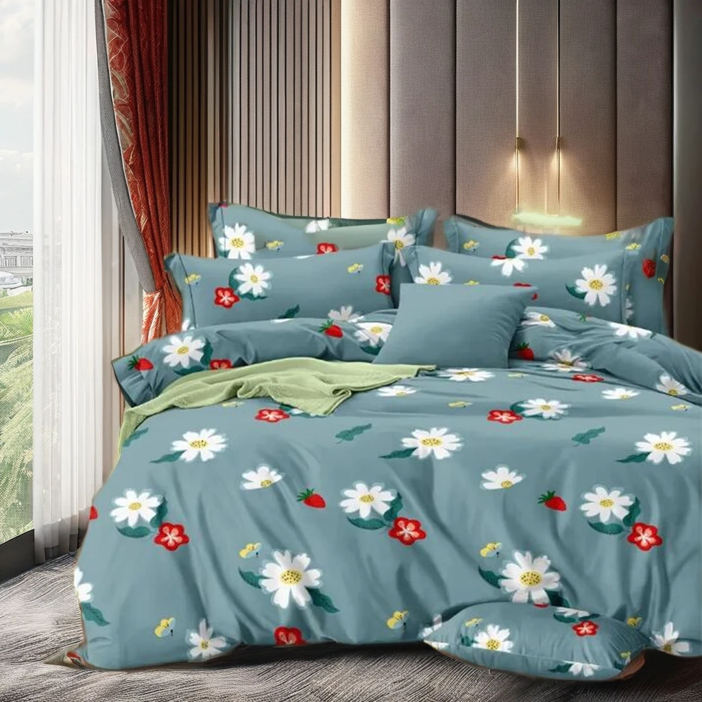 Nantong 100% Polyester Bedding Set Colored Embroidery 4-Piece Hotel Bed Linen/Bed Sheet Home 300TC Character Pattern Wholesale