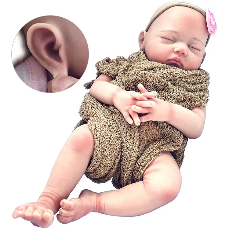 wholesale 18 inch  real lovely closed eyes  soft skin reborn baby dolls silicone for kids