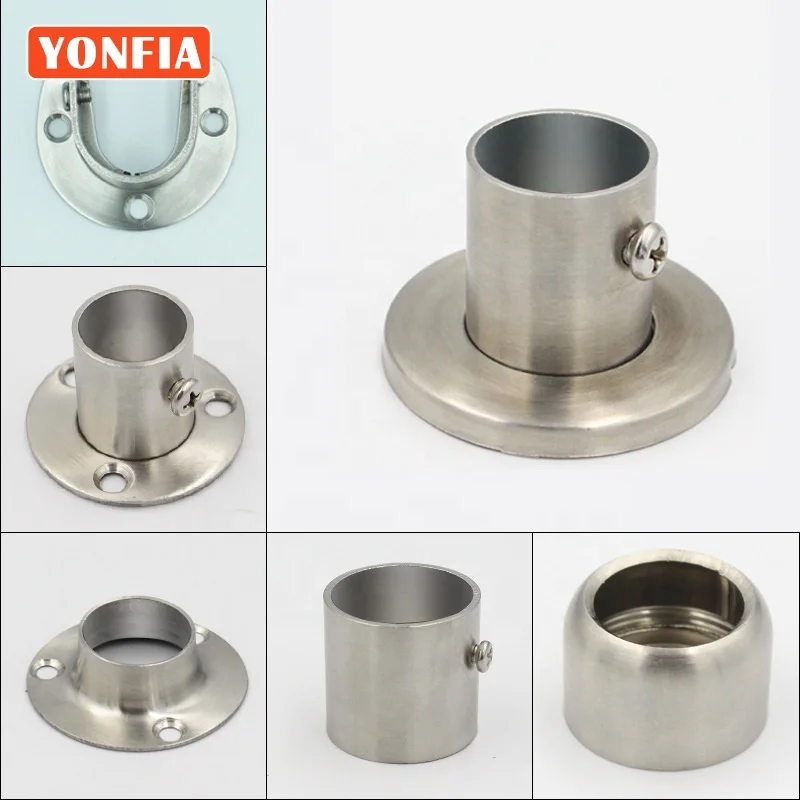YONFIA 9038 Stainless Steel 304 Towel bracket Shower Curtain Rod Holder Wardrobe Clothing Rail Clothes rod Flange End Supports