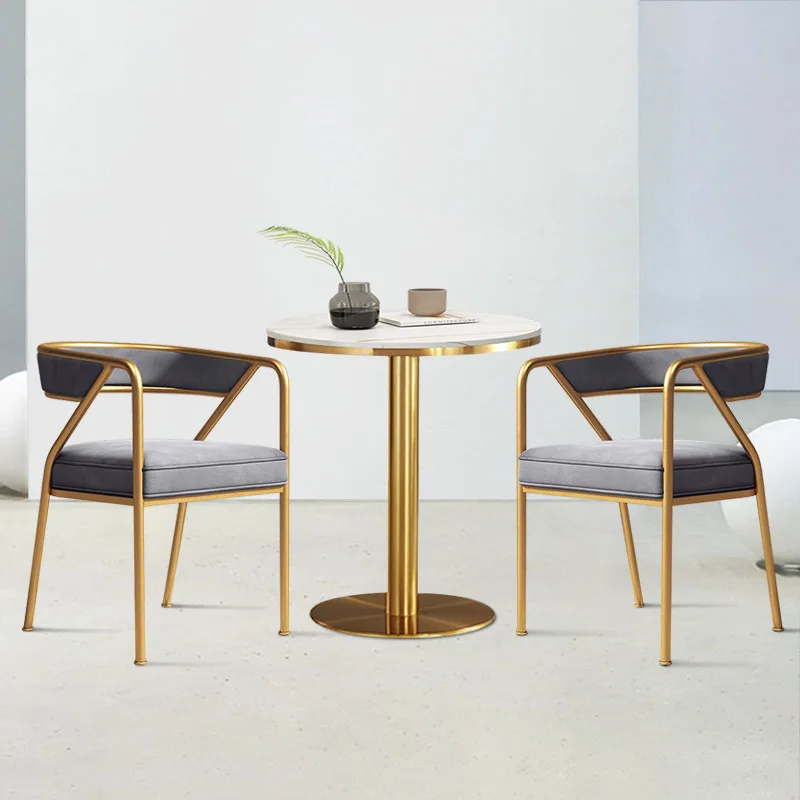 Modern Nordic Post Stools Soft Pu Leather Seat Milk Tea Shop Cushion Leisure Chair With Metal Legs