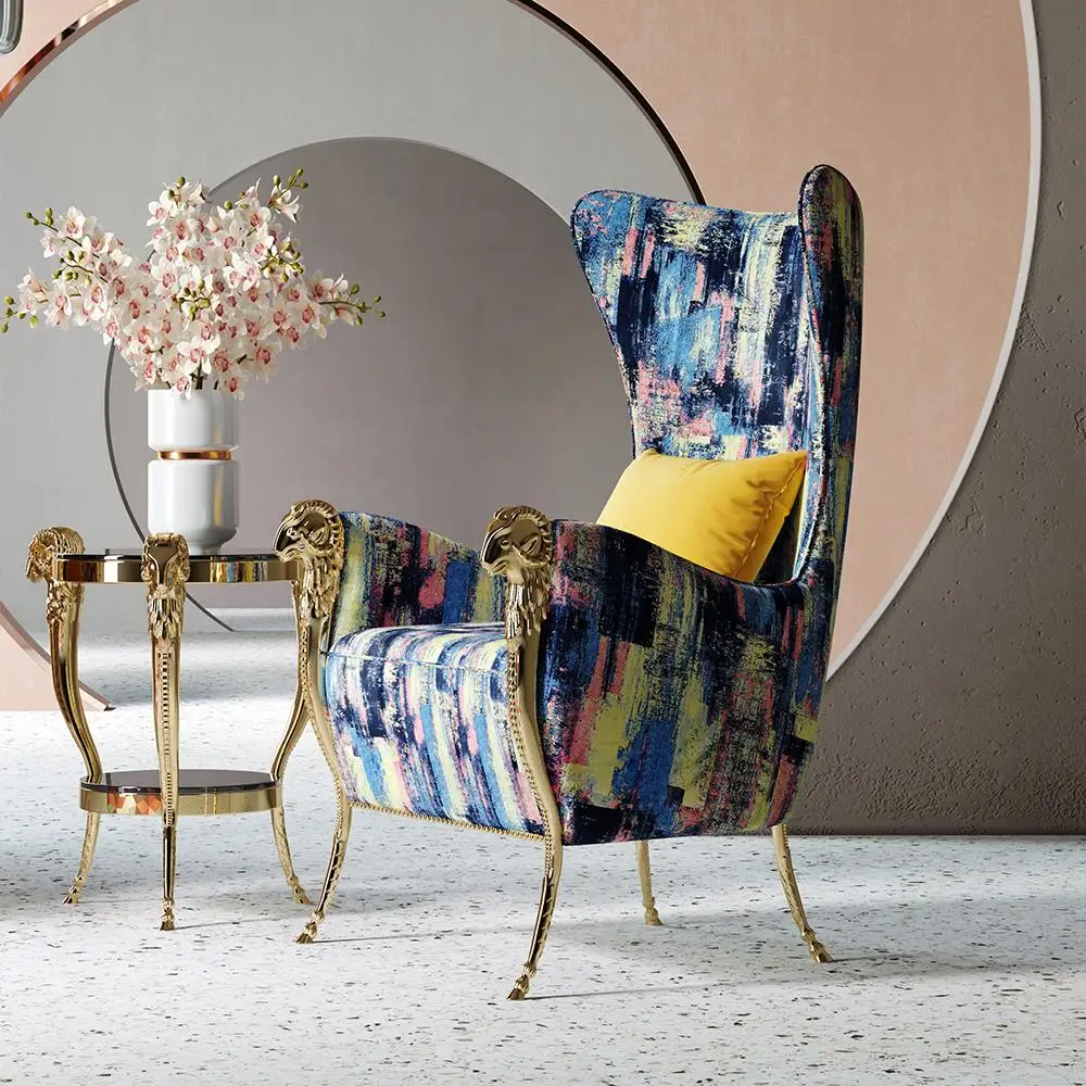 Luxury Living Room Vanity Chair Bedroom Restaurant Furniture Set Wingback Velvet Accent Arm Chair