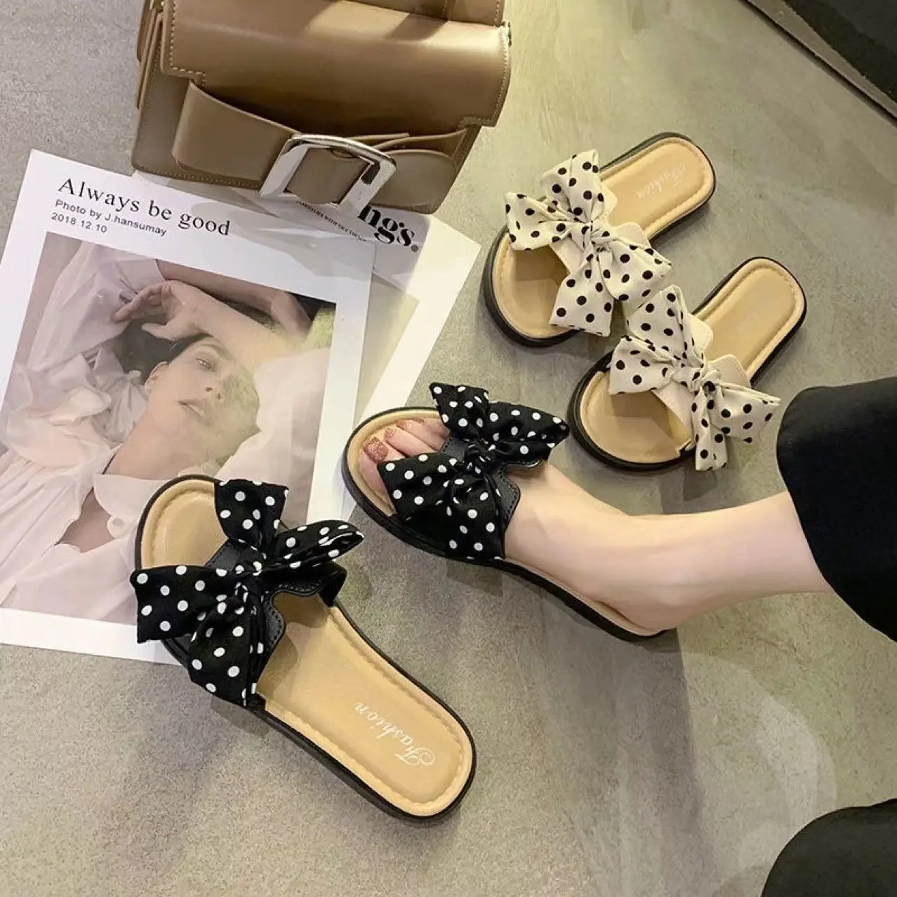 Women Slippers Summer Sandals Casual Flat Shoes Female Bowknot Casual Summer Shoes for Women Flip Flop Flats Chaussure Femme