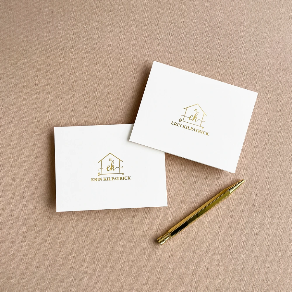 Luxury Gold Foil Thank You Card Folded Notecard Set Gold Foil Thank You Cards