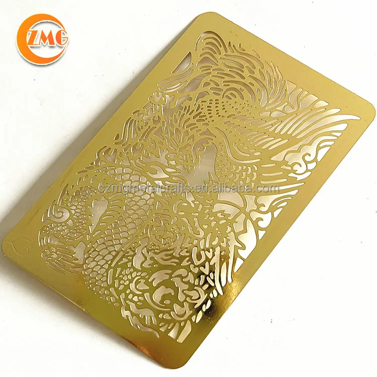 laser cut engraved golden metal business card in cheap price