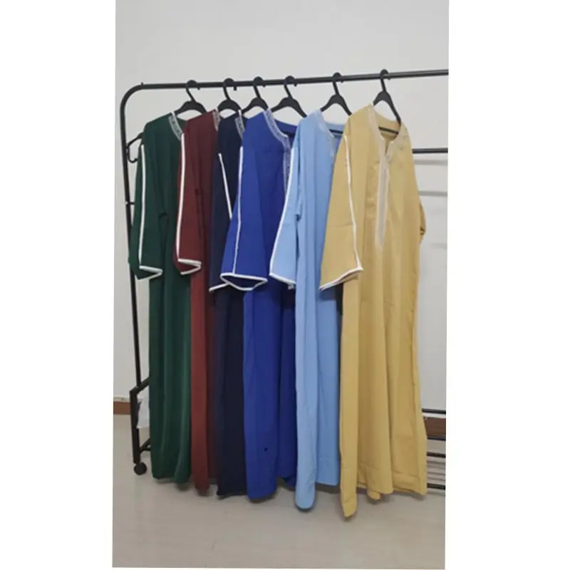 Ready to ship 2023 new design Men clothing new style dubai Muslim plus size Islamic clothing shirt dress Morocco thobes for men
