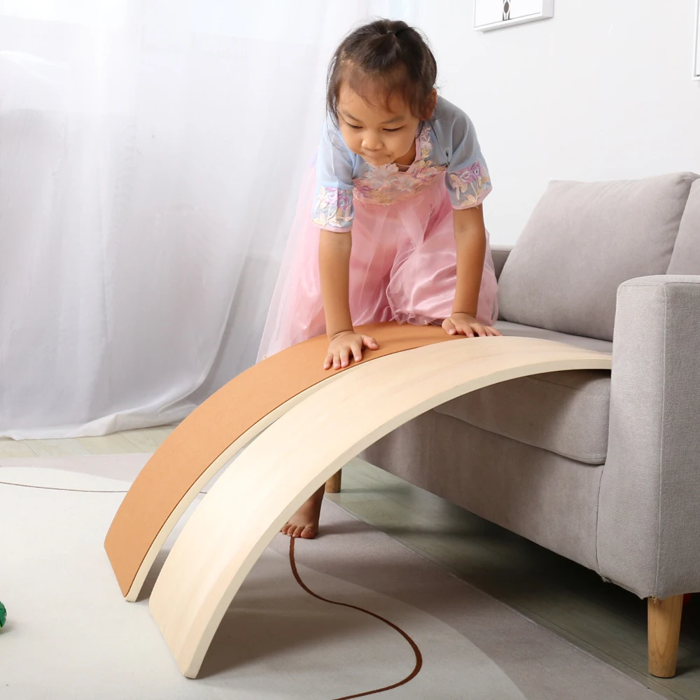 2022 New Sofa Accessories Kids Balance Board for Kids Playing Seesaw Reading Desk Sofa Building Bridge Wooden Balance Board