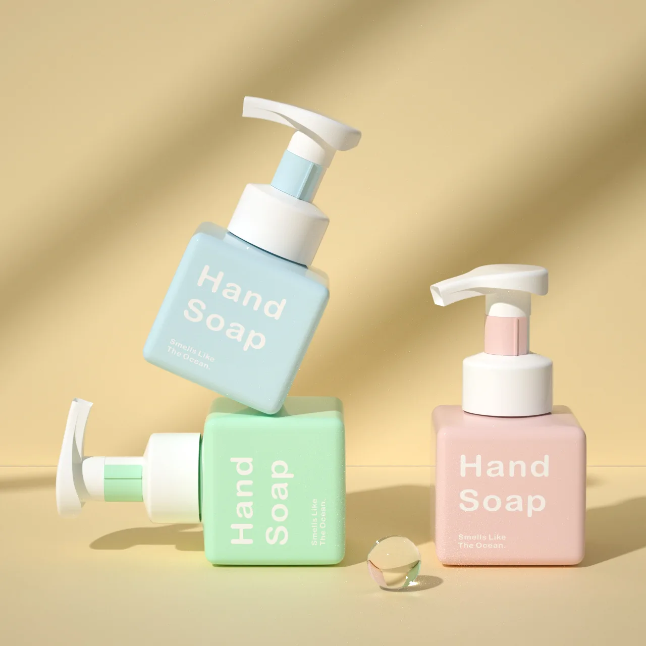 Cute 250ml Square Shaped Cosmetic Container Plastic Colorful Hand Wash Liquid Soap Foam Bottles Shower Gel Mousse Pump  Bottle