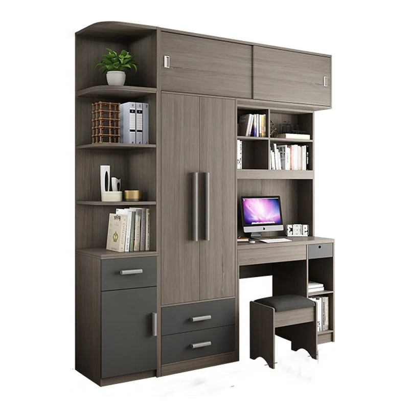 3 door latest 2022 wooden room custom closet mdf designs furniture bedroom wardrobe with study table