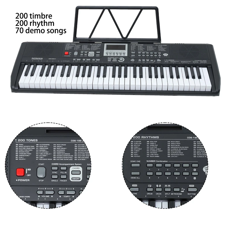 Touch Function Portable 61 Keyboard Musical Instrument MIDI Electric Piano 61 Keys Digital Electronic Organ Keyboard
