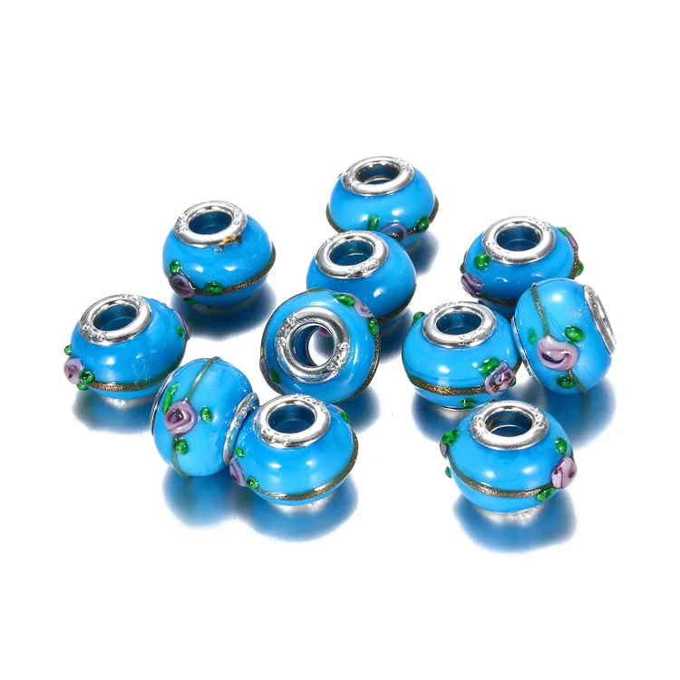 Hobbyworker 100 Pieces Colorful Large Hole Glass Assorted European Craft Crystal Charm Beads For DIY Jewelry Making