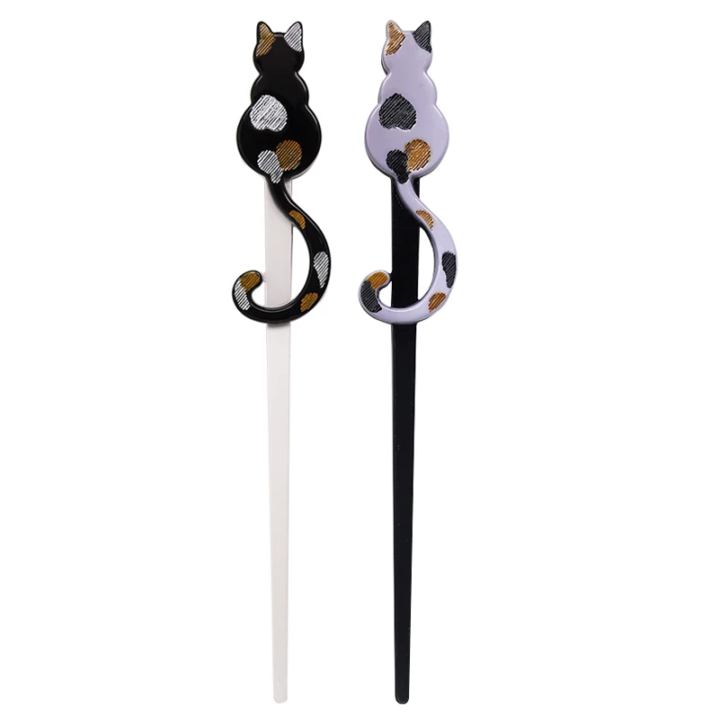 NeW Cat Hair Styling Stick Women Sticks Vintage Acetate Hair Stick In Hair Accessories