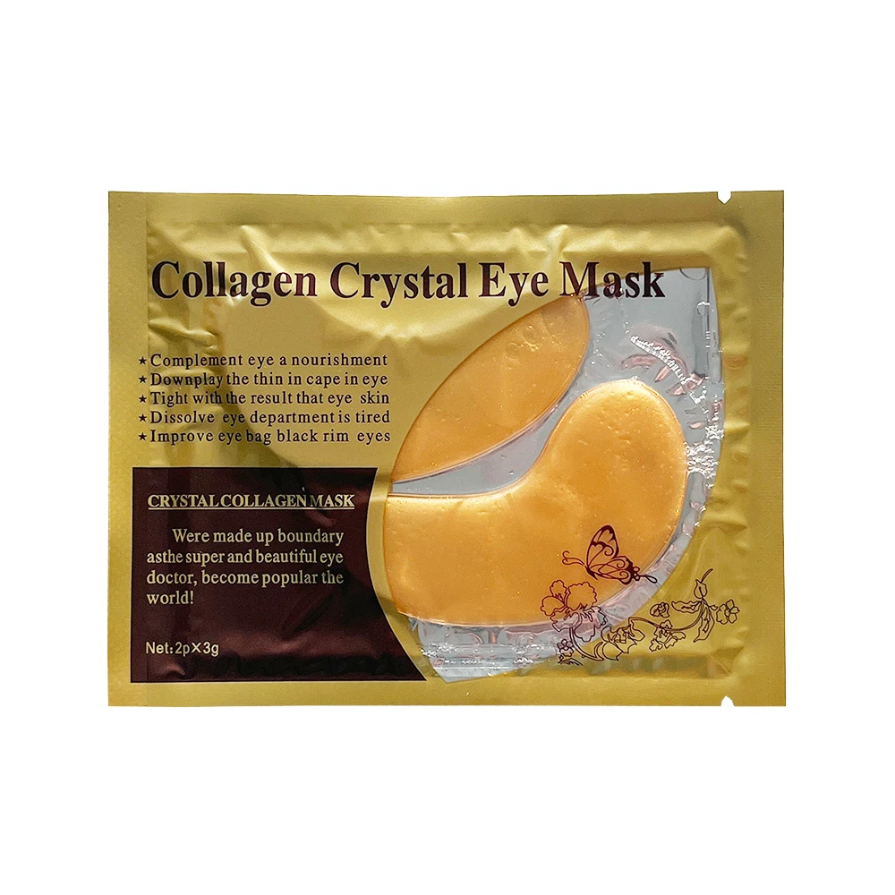 OEM private logo 24k gold crystal collagen eyes mask gel patch for under eye wrinkles dark circle removal mask