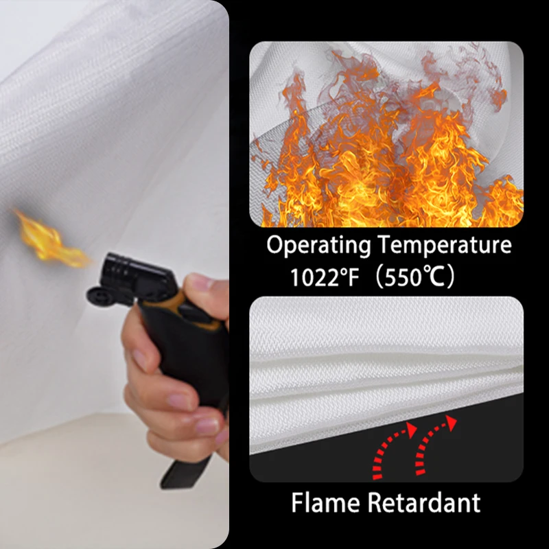 Glass Fiber Cloth Fire Blanket ATEX Certified Standard EN 1869.1997 4 Pack Private Label Box House 4x6 32oz 6 Tool