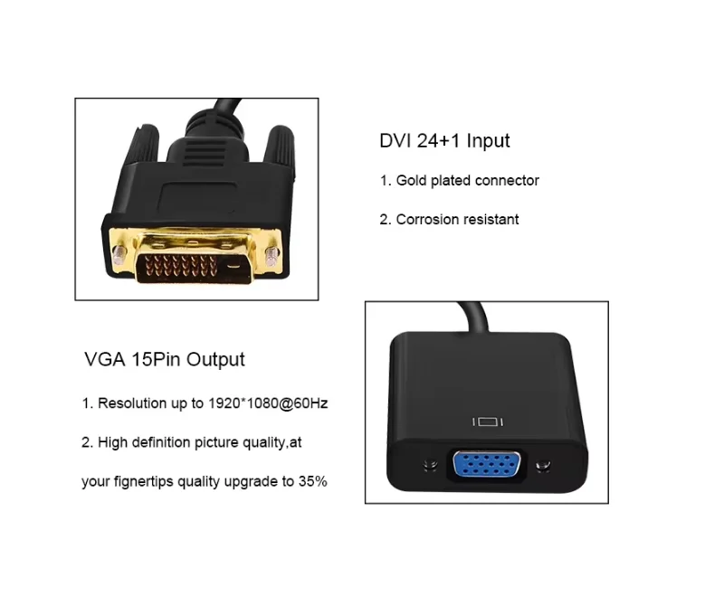 DVI-D 24+1 to VGA Active Adapter Converter 1080p Laptop computer monitor projector frequency dvi to vga adapter