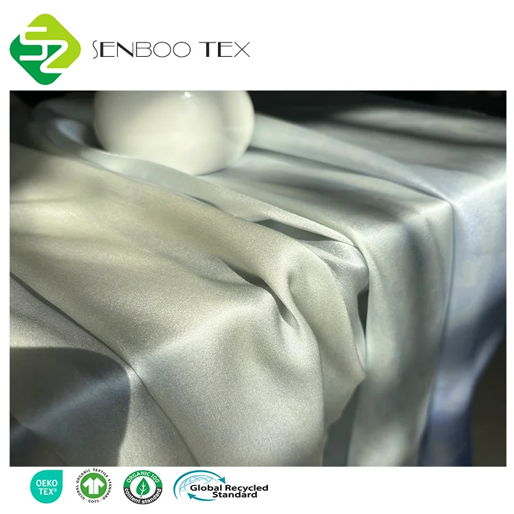 100% Pure Silk Sateen Fabric 142cm 16 mm Width Breathable Elegant Shiny Plain Dyed with Nice Designs for Dresses Weddings