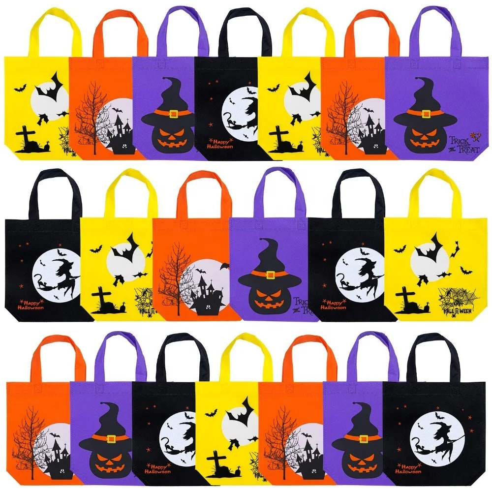 Halloween Party Goody Favors custom logo Trick or Treat Non-woven Gift tote Bags