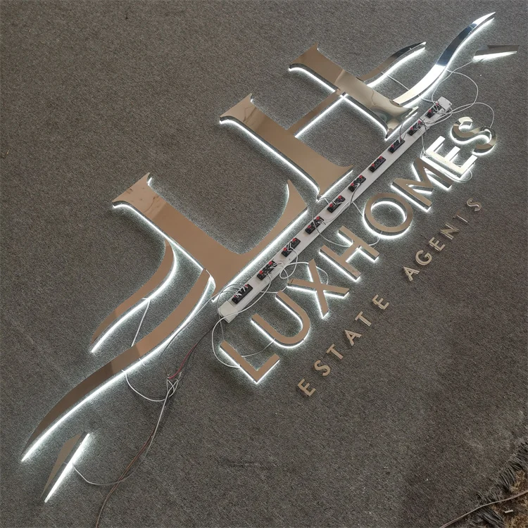 Custom LED Sign Mirror Sliver Stainless Steel Backlit Sign