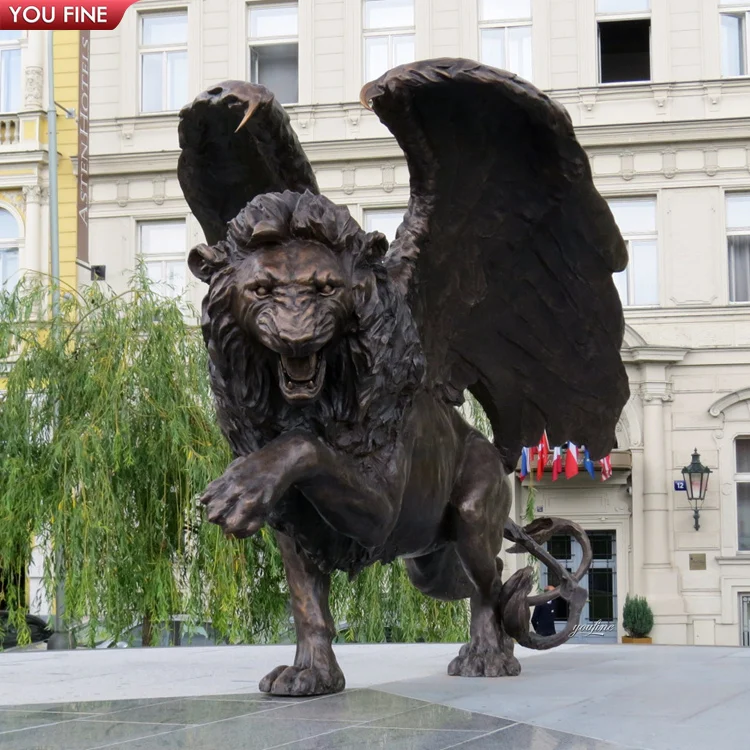 Большой сад уличная литая латунная скульптура животных Бронзовая пара статуя Львов