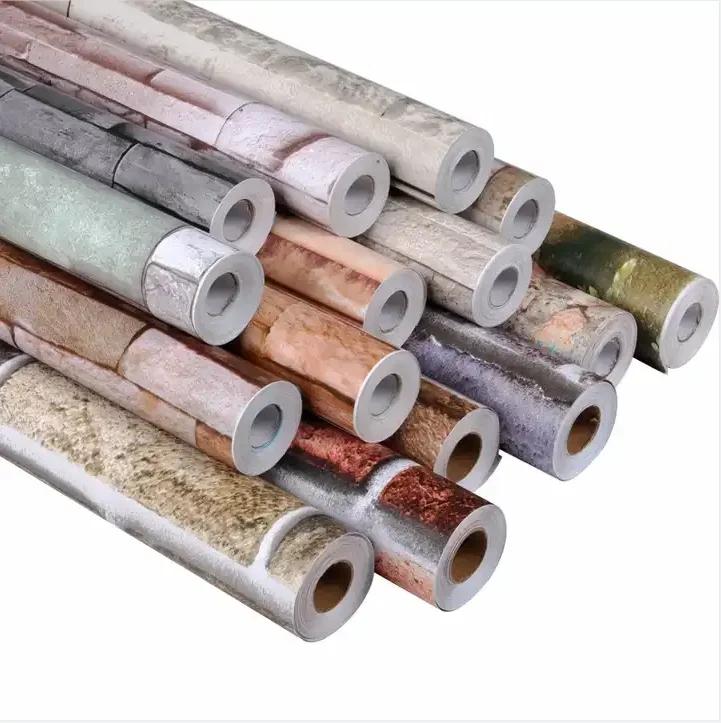 3D Modern Fashion Brick & Stone Design PVC Peel and Stick Waterproof Self Adhesive Wall film vinyl  glossy wall paper home decor