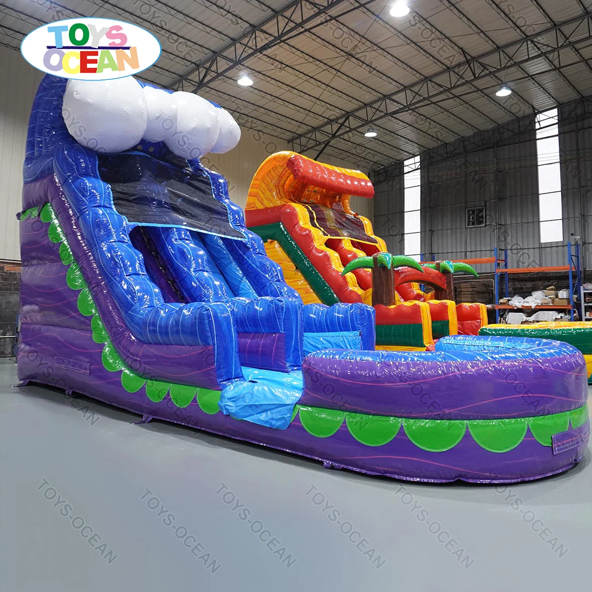 Customized commercial PVC inflatable water slides kids large water slide park with pool for sales