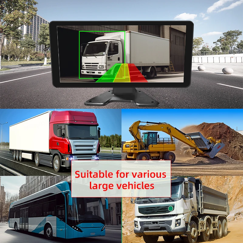 10.36 Inch IPS 6 Channel LCD Touch Display Screen Truck BSD Blind Spot 720P AHD AI Bus Truck Monitoring with ADAS Voice Alarm