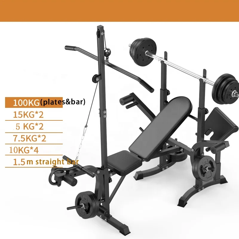 Gym Equipment Foldable Multi Press Station Adjustable Multifunctional Weight Lifting Benches