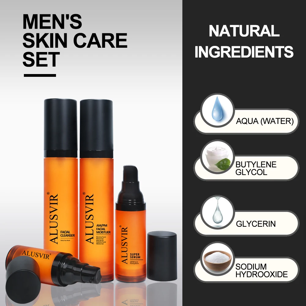 Private Label Mens Skin Care Products Whitening Cleanser Black Man Men Facial Cream Set Essence Natural Face Skin Care Set Kits