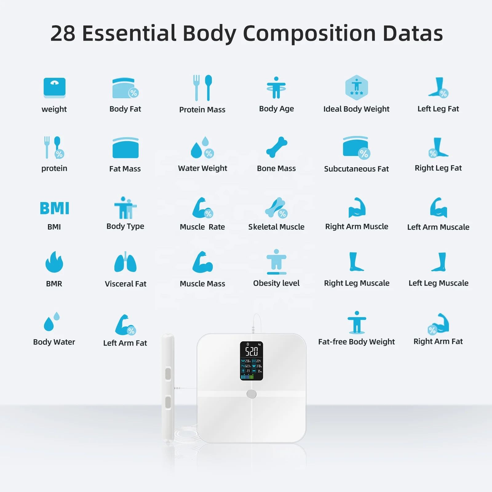 OEM Easy Home BMI ITO Health Smart Body Fat Scale Digital Glass Body Composition Scale for Personal Weight Health Measurement