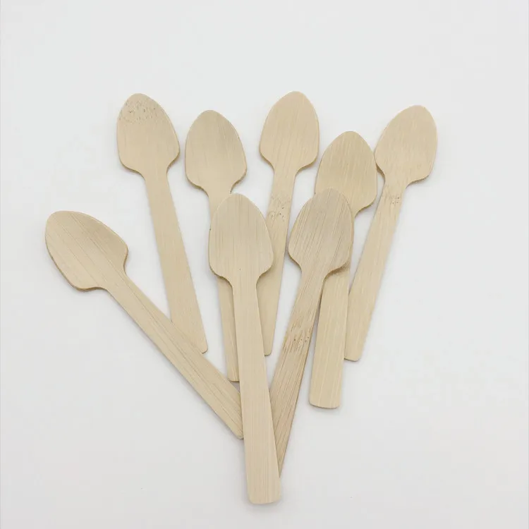 biodegradable BPA free disposable Bamboo material  ice cream dessert spoon for tasting food