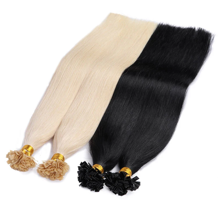 Keratin Flat Tip Russian Remy Unprocessed Double Drawn Keratin Flat Tip Human Hair Extensions Wholesale