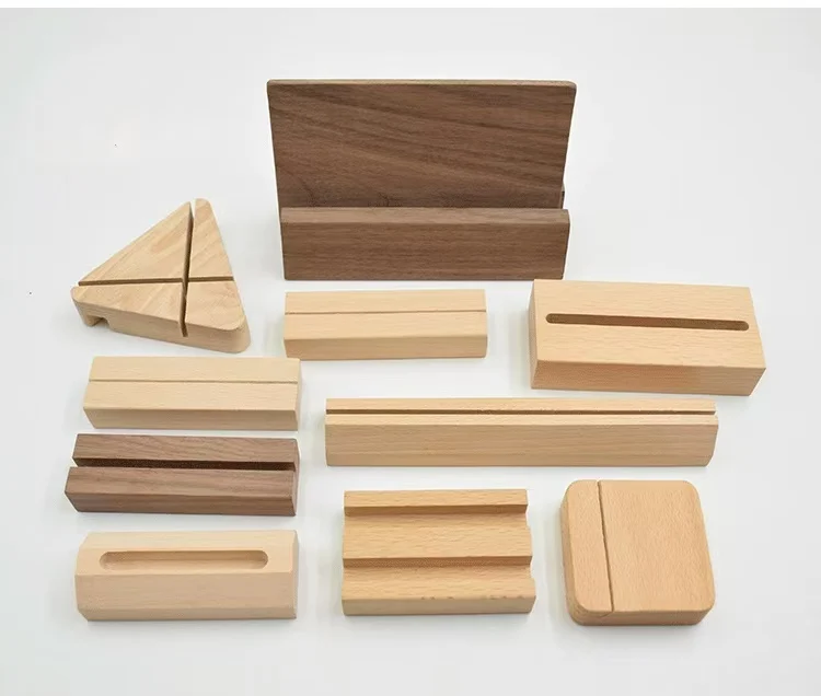 beech wood holder solid wood DIY business card wooden base postcard  holder card  photo card holder base