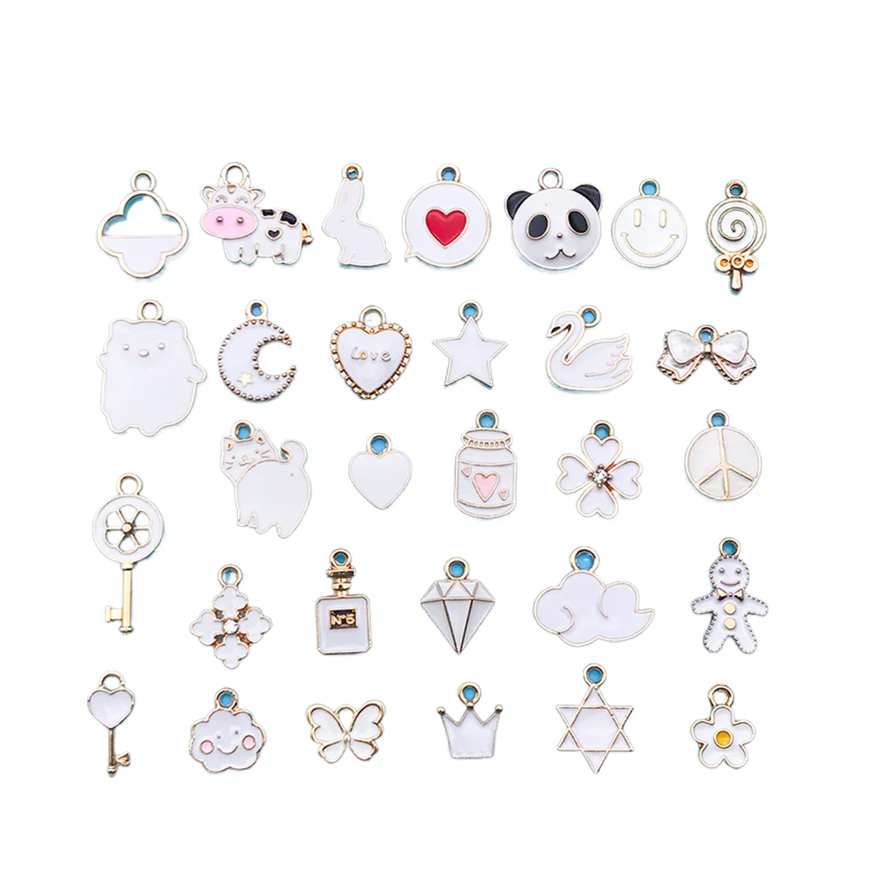 yuku mixed with 30 cartoon white dripping alloy ornaments small pendant handmade diy bracelet luggage accessories materials