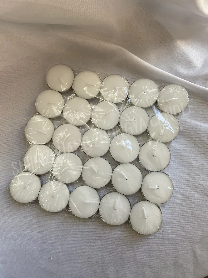 Wholesale smokeless clean burning paraffin wax shrink pack Unscented Tealight Candles