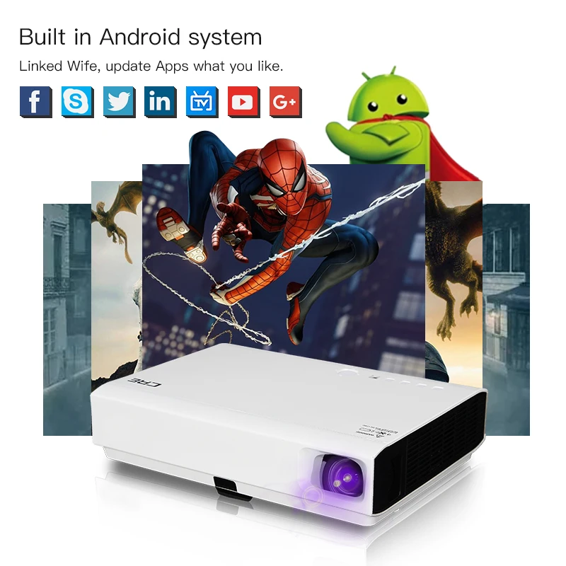 1280x800 HD DLP проектор светодиодный видеоигры мини 3D Smart поддержка 1080 P Android Wi-Fi