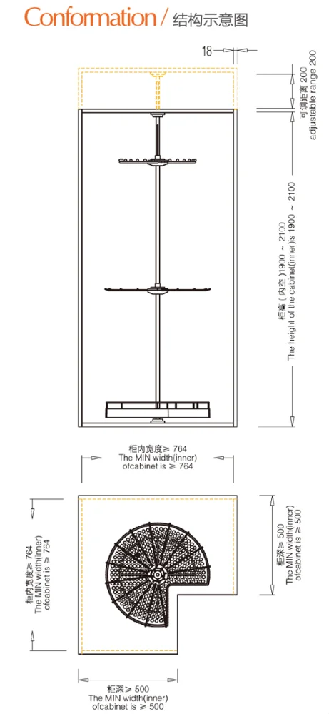 Hot sell three layers rotating clothes basket wardrobe accessories with trousers rack for 90 degrees corner wardrobe