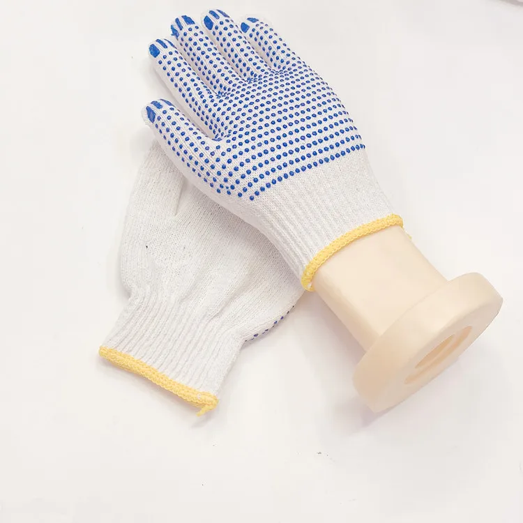 HPPE 500g 10 gauge working hand cotton glove for protect safety dotted driving farming gardening anti slip job glove general use
