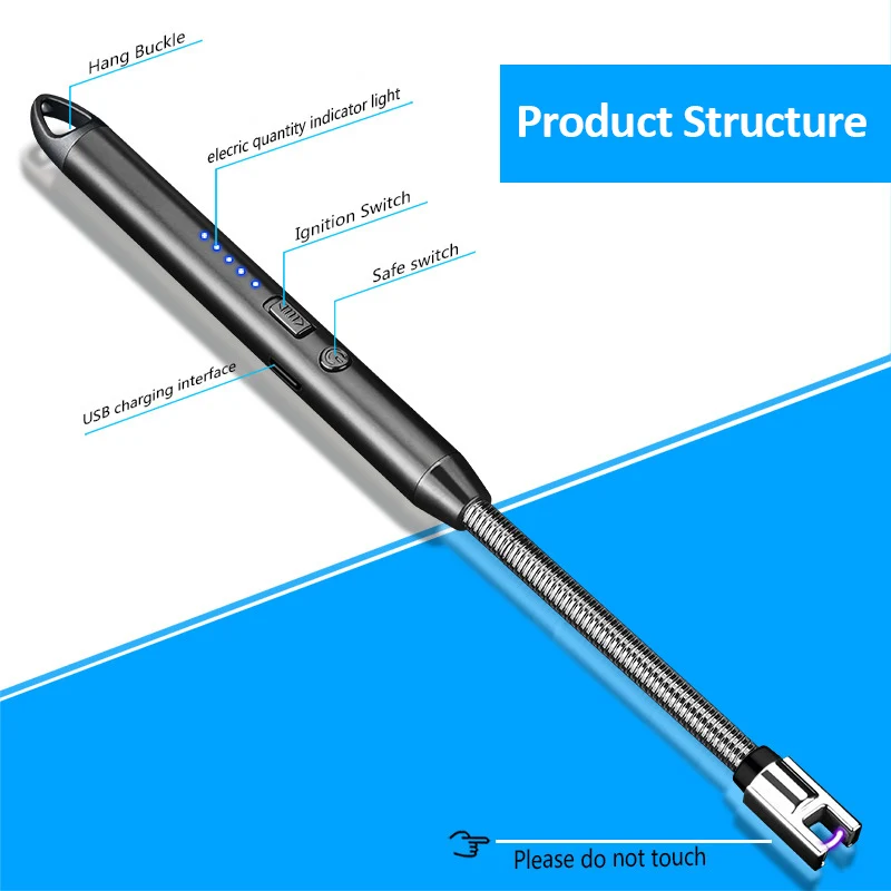 Electronic Candle Lighter Usb Rechargeable Electric Arc 360 Windproof Flameless Pulse Usb Lighter