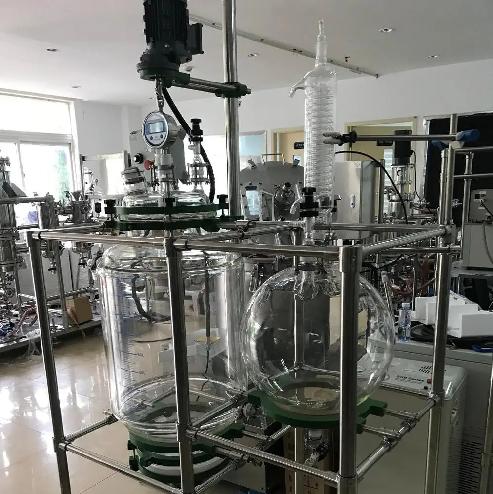 20L 50L 100L Jacketed glass ultrasonic crystallization reactor /nutsche filter reactor