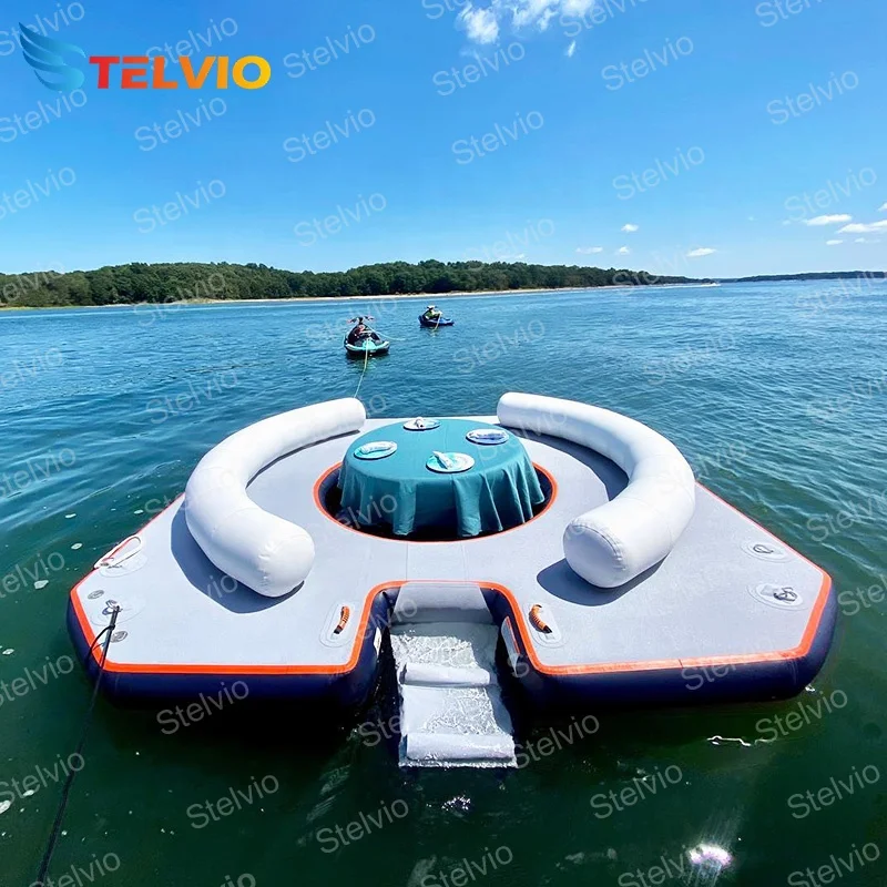 Оборудование для водных игр надувная плавающая док-платформа Плавающий надувной остров