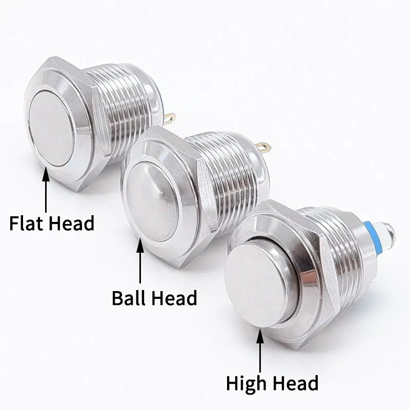 16mm Metal Boat Momentary Self Reset Push Button Switch ON OFF 2 Position 2 Pin Waterproof Starter Switch