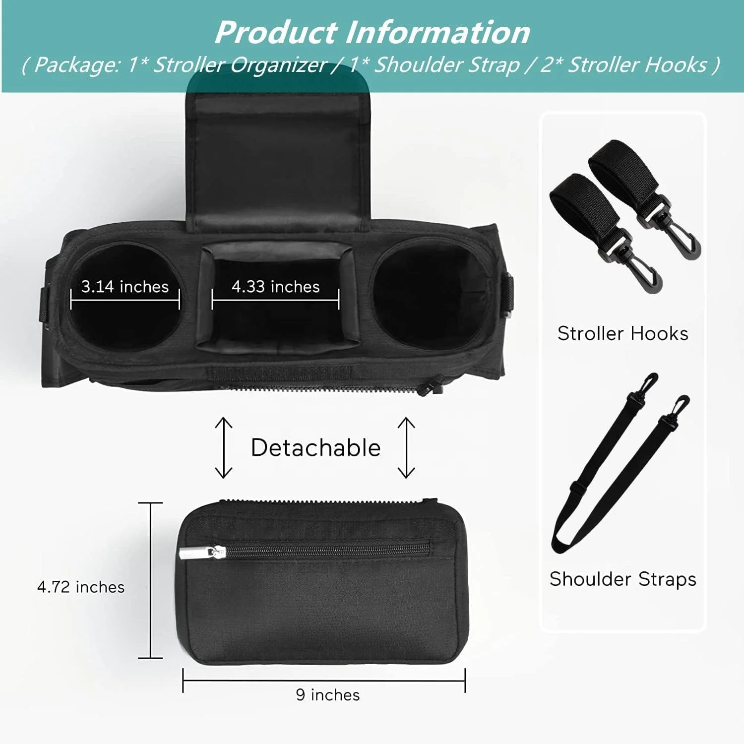 Universal Baby Stroller Organizer with Cup Holder Gifts for Mom Mother Convenient Stroller Caddy Accessories Fits for Uppababy