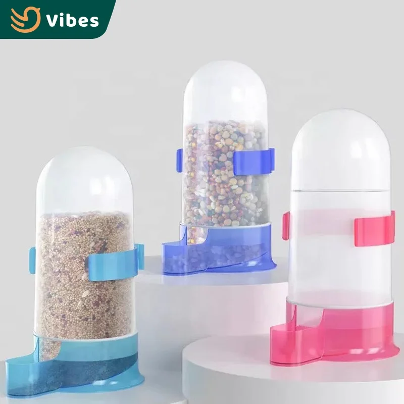 Wholesale Hanging Cage Accessaries 500ml 800ml Transparent Visual Bird Parrot Pigeon Feeders And Water Drinker Fountains