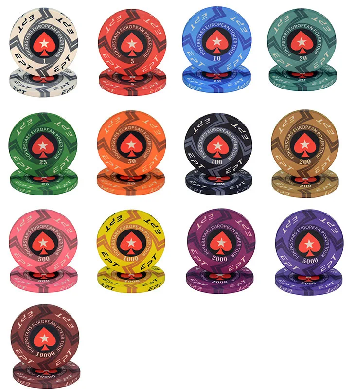 Casino Gambling Token Custom Design Ceramic Poker Chips Set with High Quality Aluminum Case