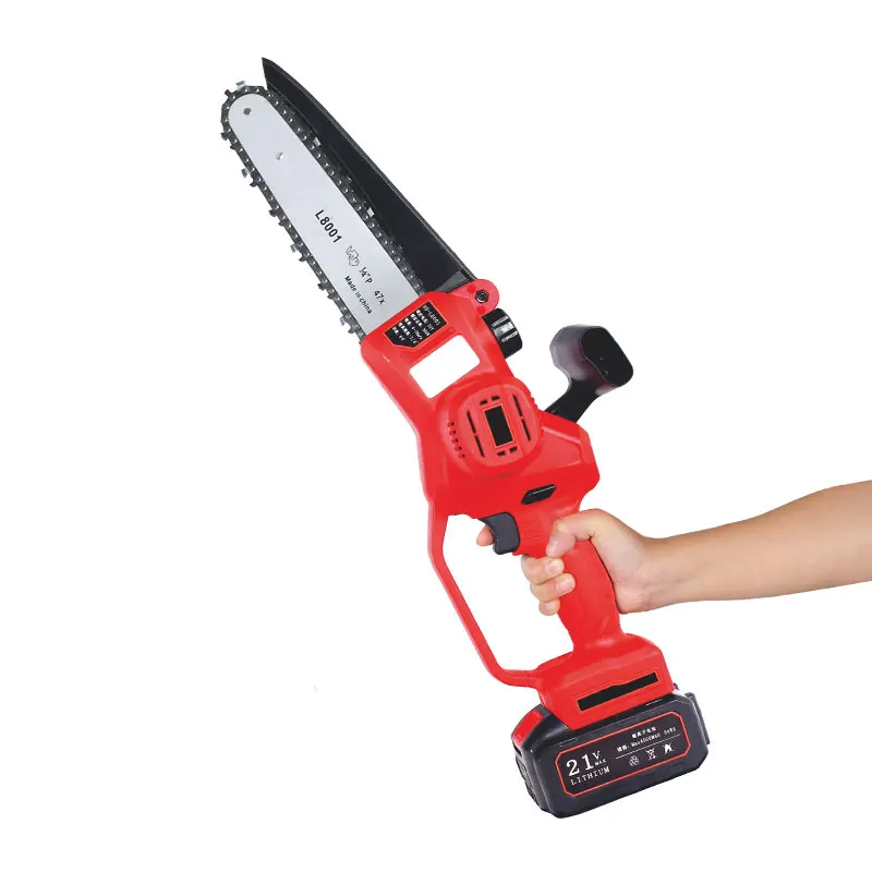 21V wood cutter cordless  lithium battery 8 inch portable electric mini chainsaw with accessories