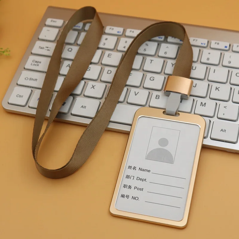 Aluminum Sleeve Employ Hanging Rope  Metal Credit Card Holder