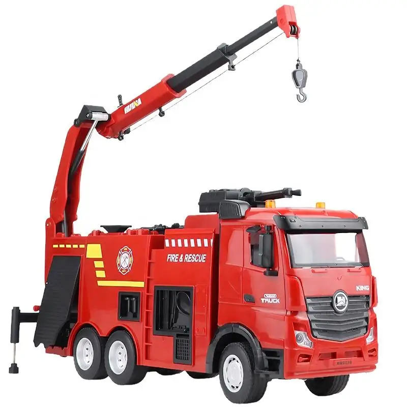 Huina 1362 1/18 9CH Firefighter Truck Toy RC Water Spraying Crane Remote Control Heavy Duty Semi-Metal Realistic Car Model