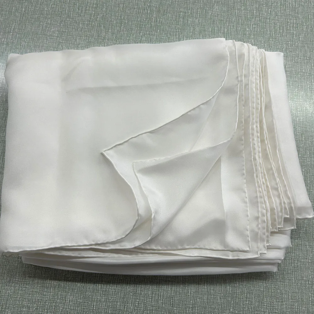 Wholesale Chinese Custom Plain White 8mm Habotai Hand Rolled Lady Pure Silk Scarf for Painting and Dyeing