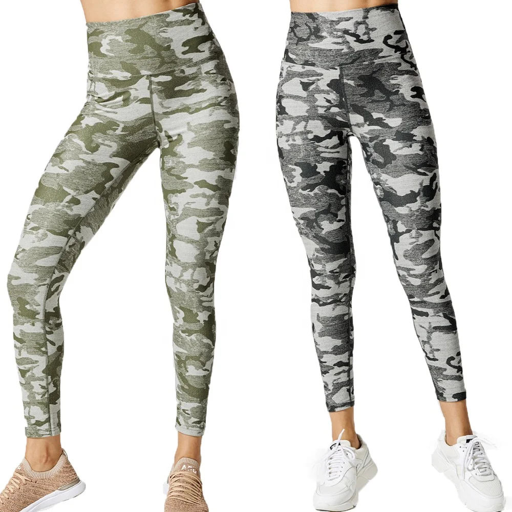 Wholesale Custom Fitness Trainer Compression Women Yoga Pants Workout Wicking Scrunch Butt Gym High Waist Camo Push Up Leggings