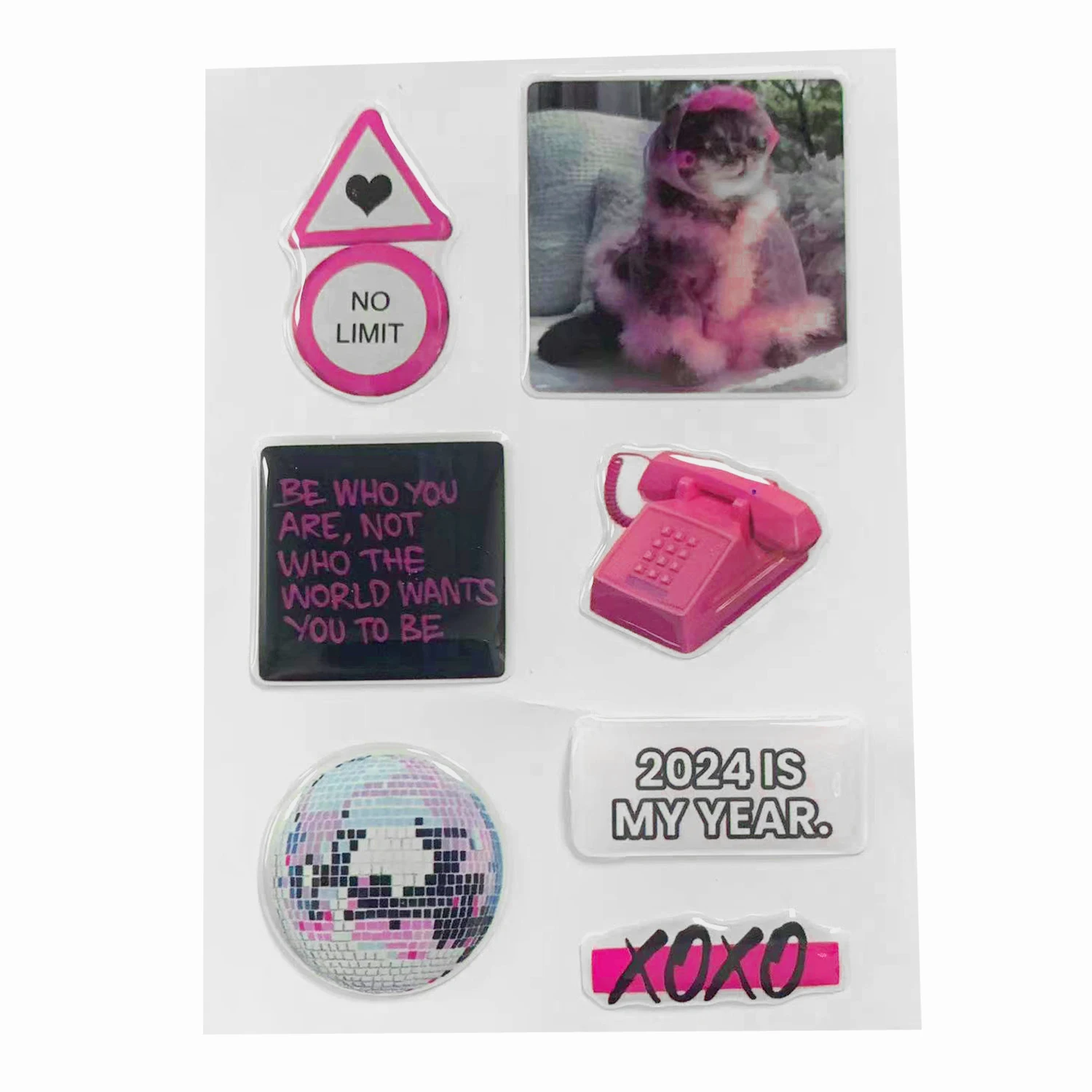 Customized A6 B6 Epoxy Sticker Sheet Printing Luxury Multi Design Adhesive Domed Epoxy Stickers Sheets For Phone Case Laptop