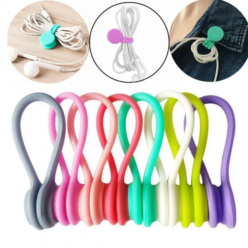 Silicone Magnetic Earphone Cord Winder Wire Cable Organizer Holder Magnet Headphones Winder Cables Storage Clips